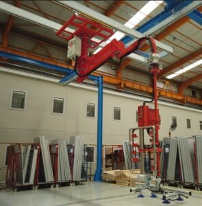 Manipolatori Maniflex pensili per movimentazione pannelli in alluminio